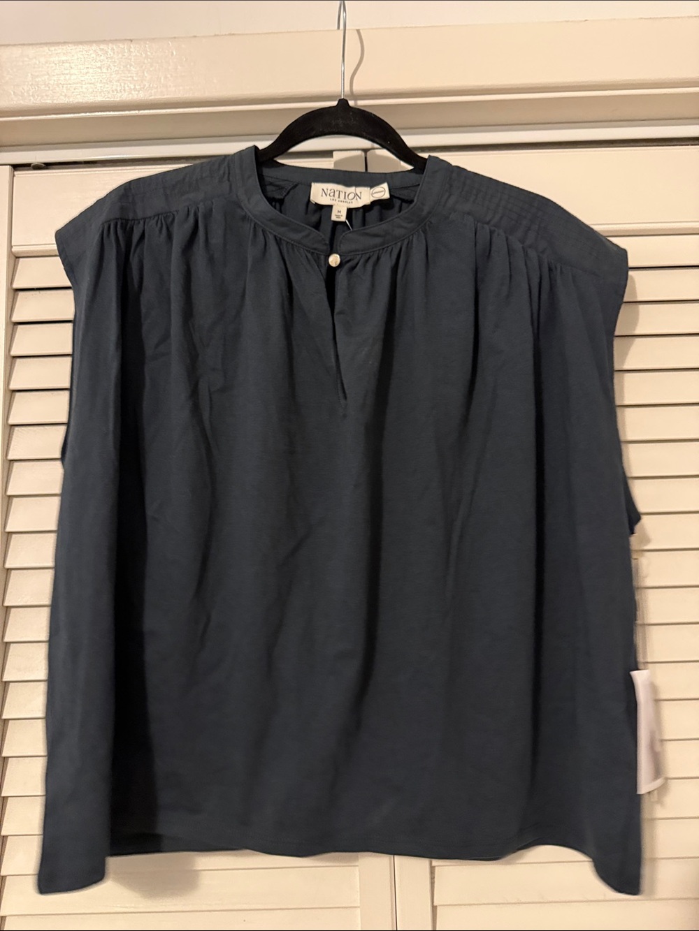 Nation LTD Women's Navy Sleeveless Gathered Neck Blouse